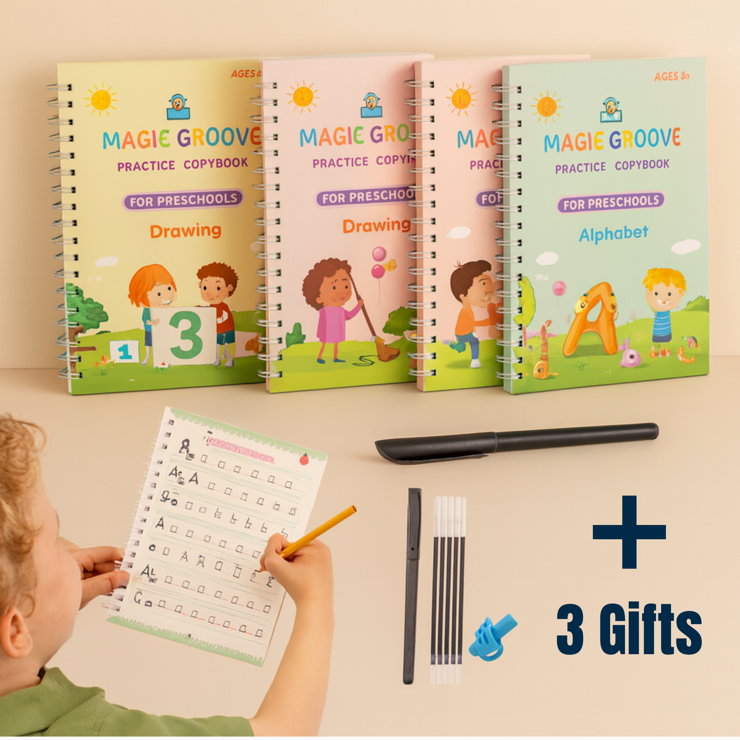 ThinkyKid Magic WriteBook™ for Kids + 3 Years Old